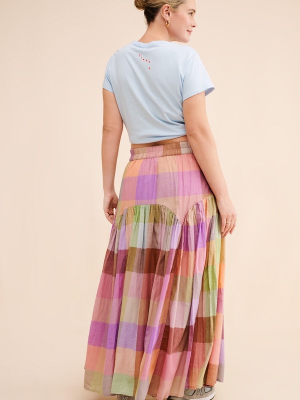 Rujuta Sheth / leyla Pastel Plaid Maxi Skirt - Multicolor S - Picture 2 of 4